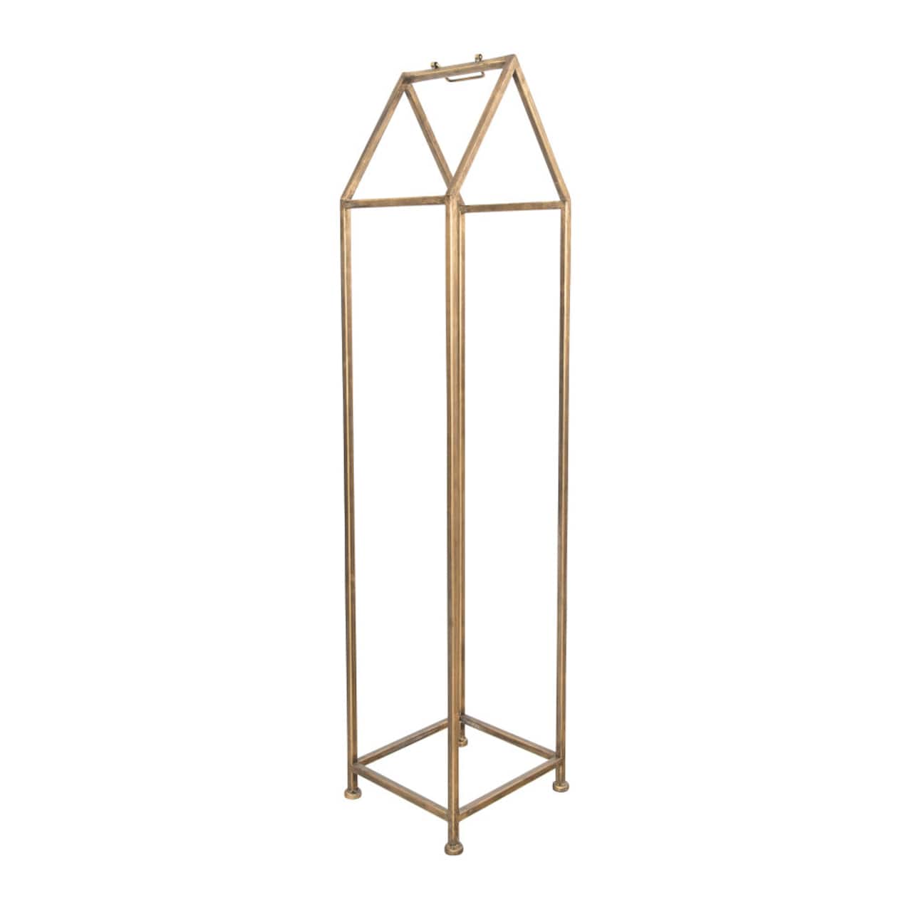 Hello Honey® 55.8" Gold Finish Metal House-Shaped Fire Wood Holder with Handle